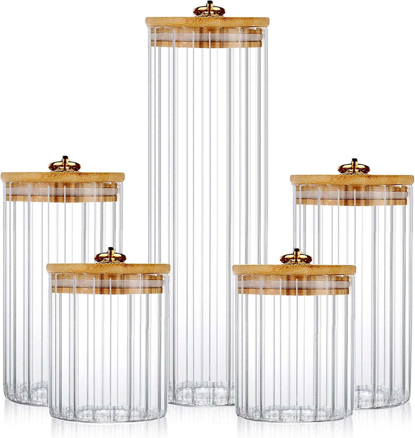 Glass Storage Jars Set of 5, D - Home Bar And Coffee のレビューと価格
