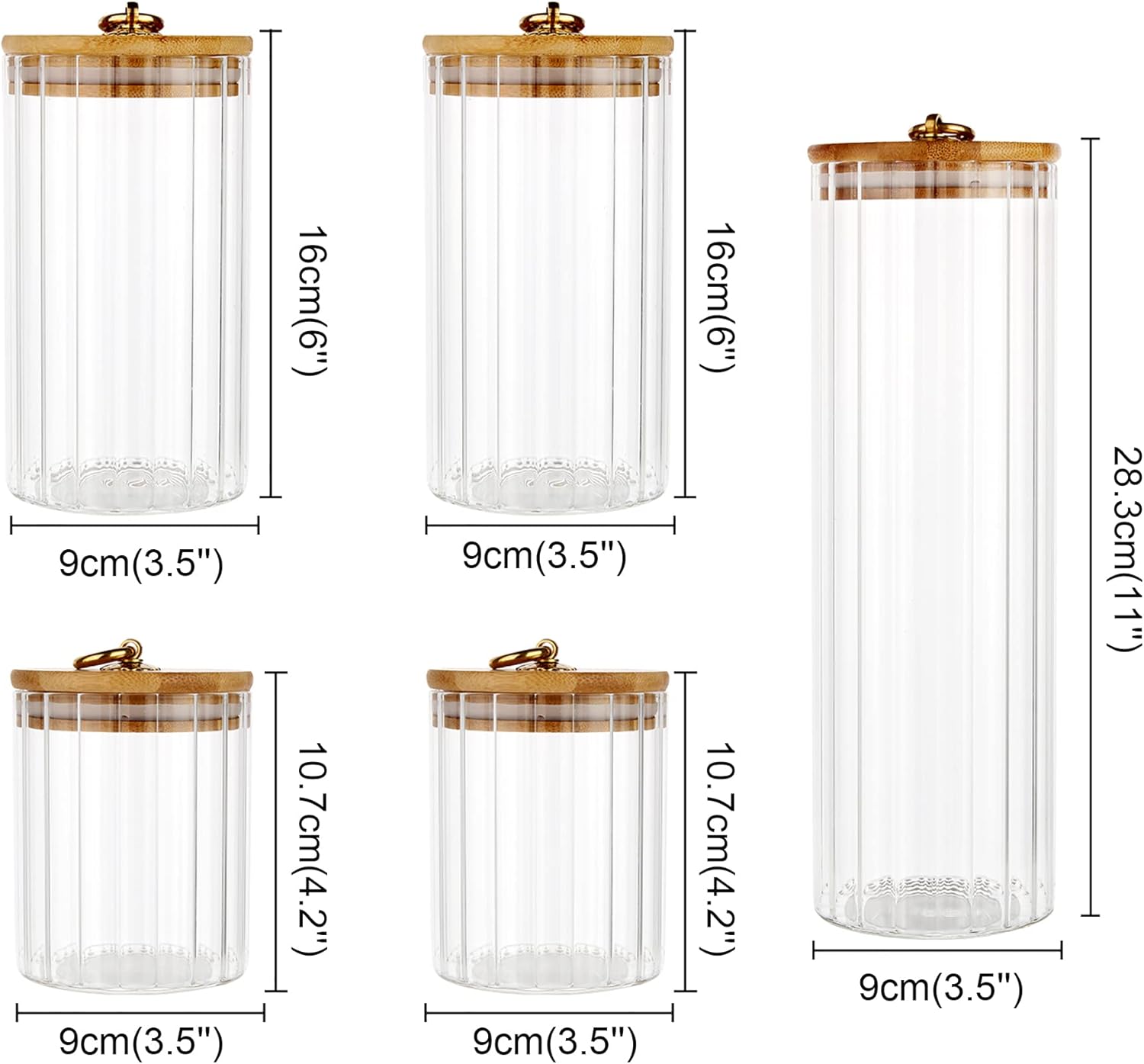 Glass Storage Jars Set of 5, D - Home Bar And Coffee のレビューと価格