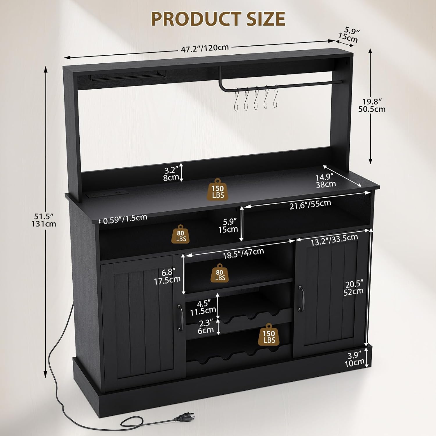 47 in Farmhouse Coffee Bar Cab - Home Bar And Cabinet のレビューと価格