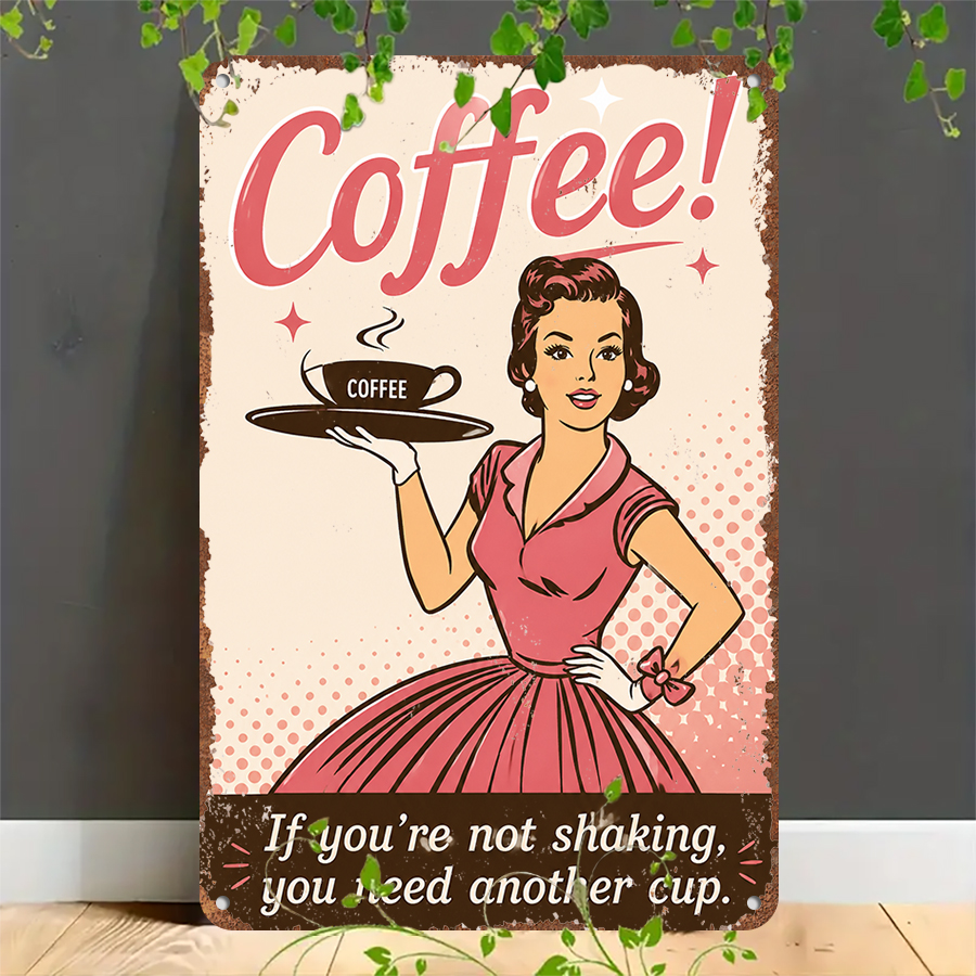 2D flat retro metal tin plate, - Home Bar And Coffee のレビューと価格