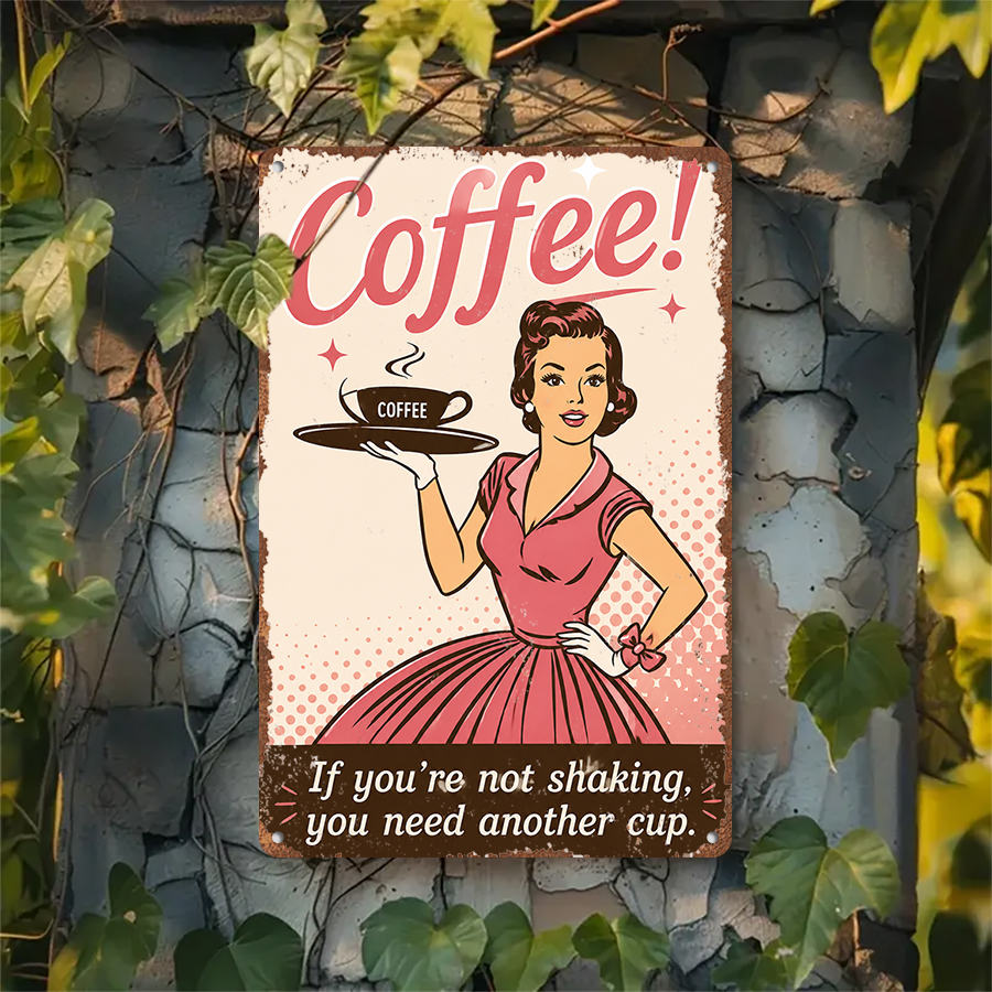 2D flat retro metal tin plate, - Home Bar And Coffee のレビューと価格