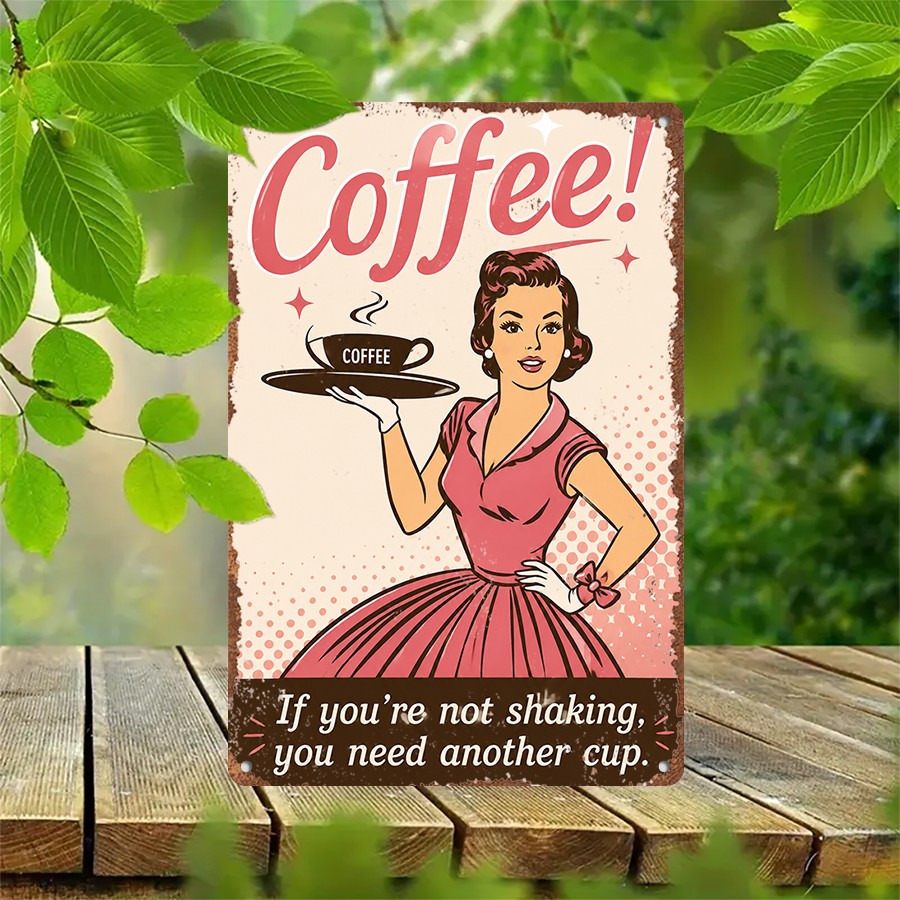 2D flat retro metal tin plate, - Home Bar And Coffee のレビューと価格