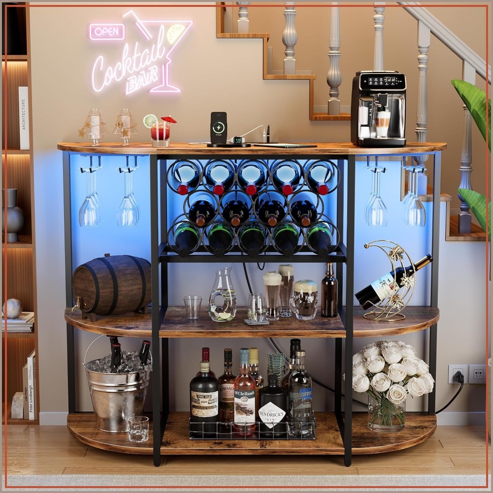 LED Lit Wine Bar Cabinet with  - Home Bar And Cabinet のレビューと価格