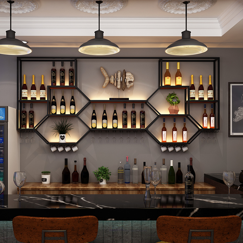 Metal Shelves Wine Cabinet Liv - Home Bar And Cabinet のレビューと価格