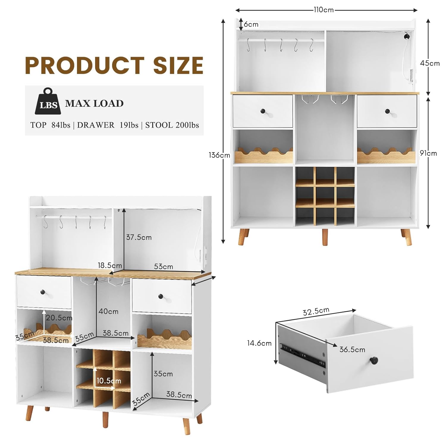 Wine Bar Cabinet with Power Ou - Home Bar And Cabinet のレビューと価格