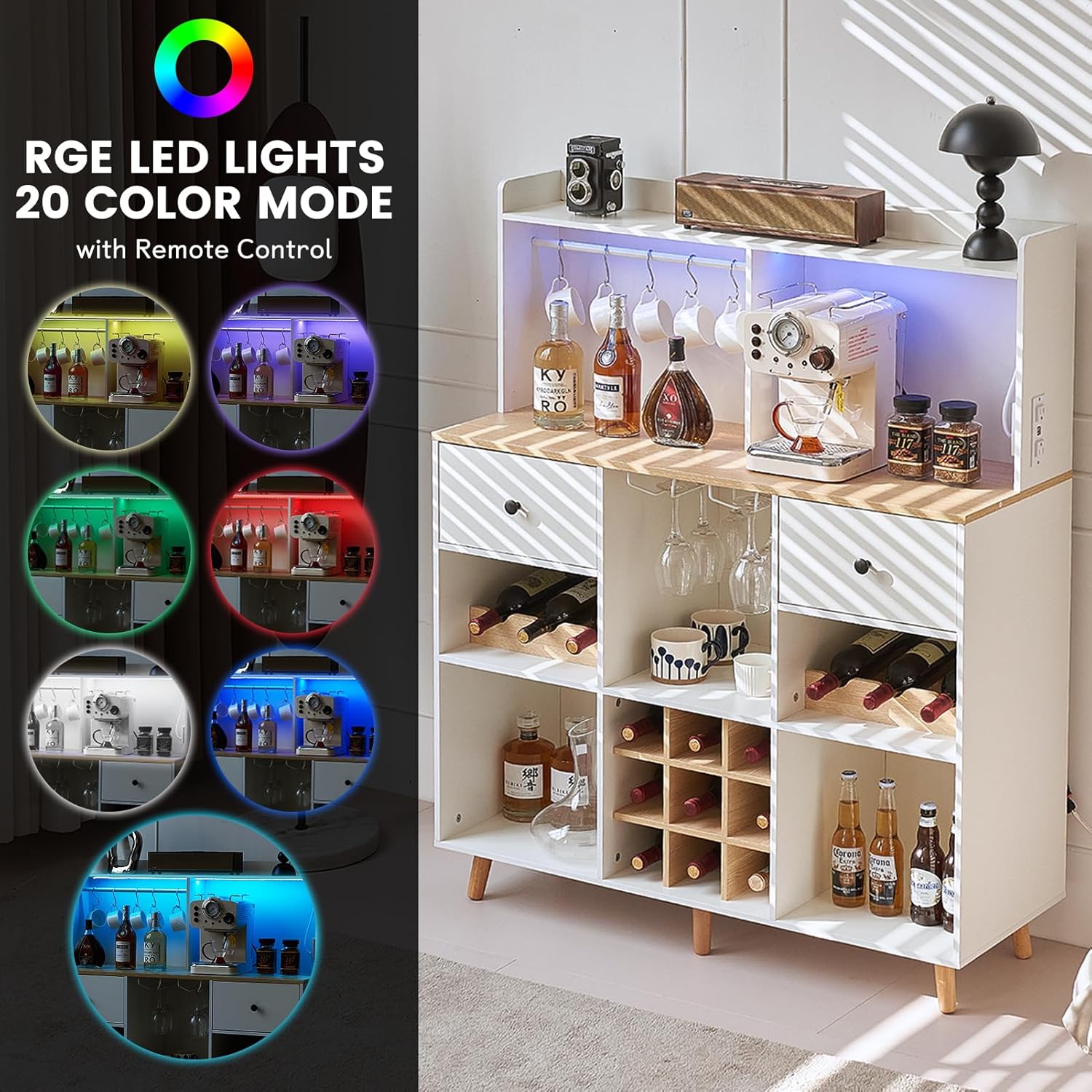 Wine Bar Cabinet with Power Ou - Home Bar And Cabinet のレビューと価格