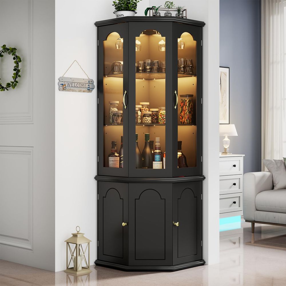 Corner Bar Cabinet w LED Light - Home Bar And Cabinet のレビューと価格